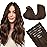 GOO GOO Clip in Hair Extensions Real Human Hair, Remy Human Hair Extensions Clip ins for Women, Natural Human Hair, 18inch 130g 7Pcs, 4A Chocolate Brown