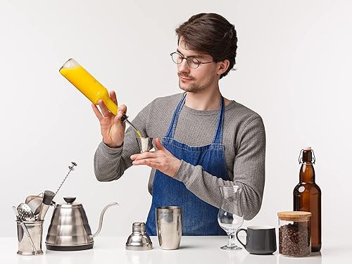 Miniatura 4 de 6 vertedores de botellas de licor, boquilla de acero inoxidable para verter líquidos, con tapas para aceite, vino, vinagre y líquido, se ajustan a