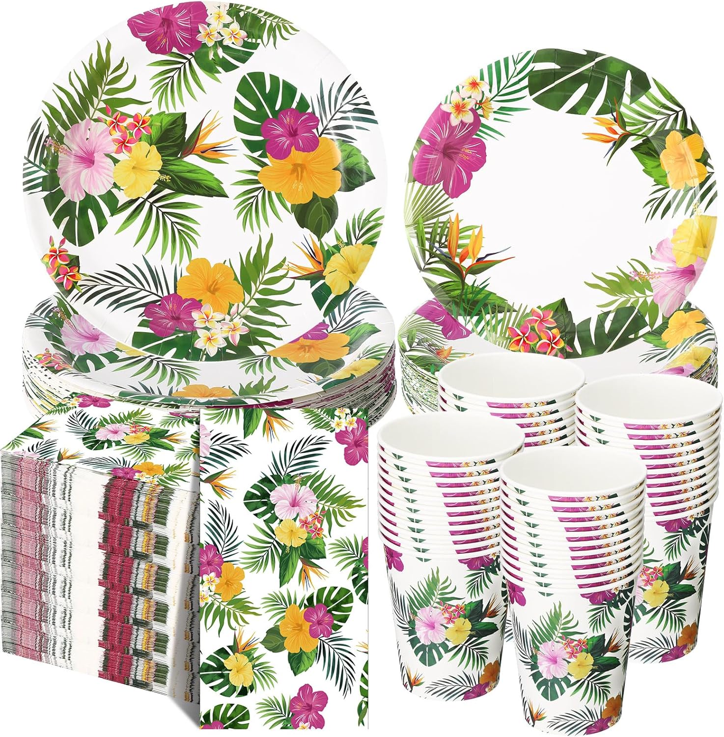 Pickmesh 250 Pcs Tropical Luau Party Supplies Hawaiian