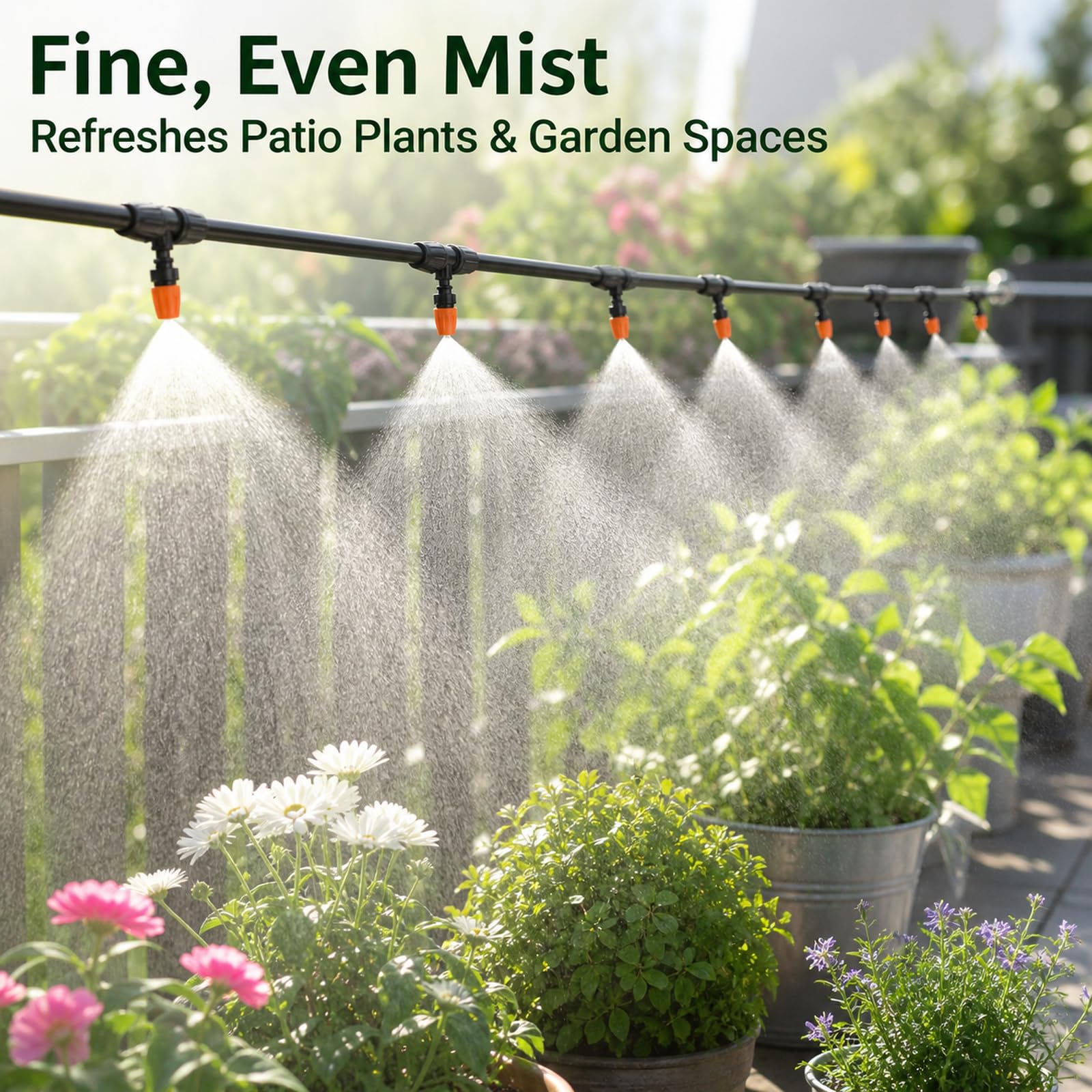 Irrigazione Giardino,Sprinkler Irrigazione System,Nebulizzatore per Terrazza Esterno,Wear-Resistant,Leak-Proof And Rust-Proof,for Gardens,Balconies,And Vegetable Gardens