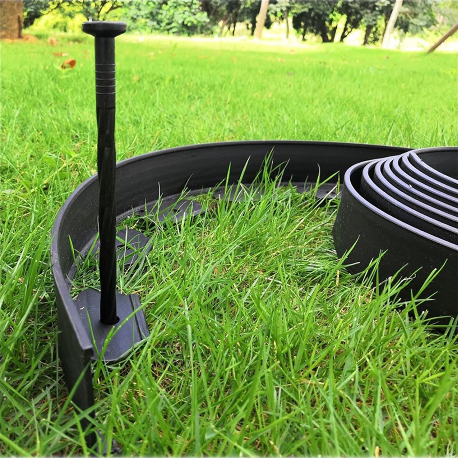 Bordura de Jardín de Plástico 5M Grass Barrier Edge Garden Edging Border Lawn Landscape Separator Outdoor(Black)