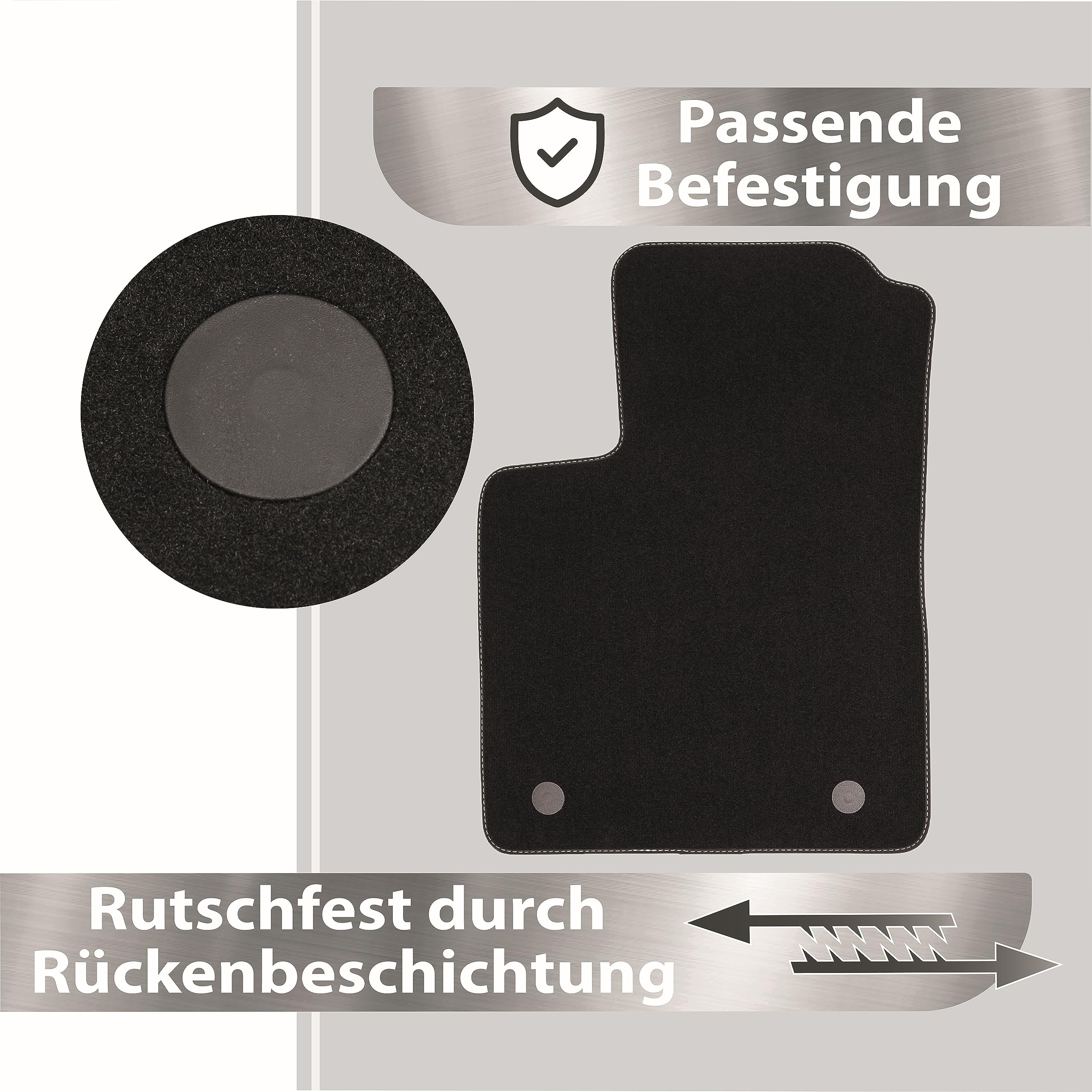Auto-Fußmatten Passend für FIAT 500 & FIAT 500 Cabrio | (BJ 07/2015 - 09/2020) aus Velours | 4-teiliges Automatten Set | langlebige Erstausrüsterqualität, Made in Germany