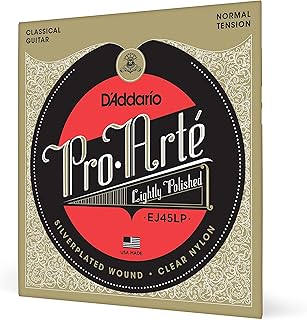 D'Addario EJ45LP Pro-Arte Lightly Polished Composite Silverplated Wound Clear Nylon Classical Guitar Strings - Normal Tension