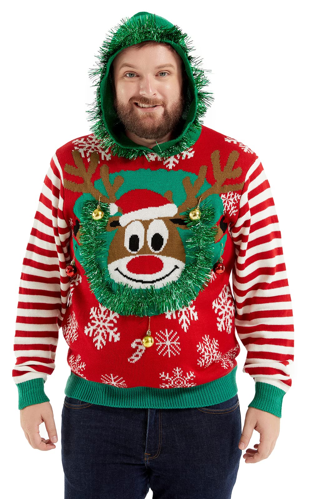 Suéter feo de Navidad unisex para hombre, divertido suéter de punto con patrón clásico Fairisle 3D, Es un envoltorio festivo, XXX-Large
