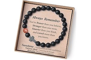 Teen Boy Gifts Teenage Confirmation Cross Bracelet for Men Black Beaded Christian...