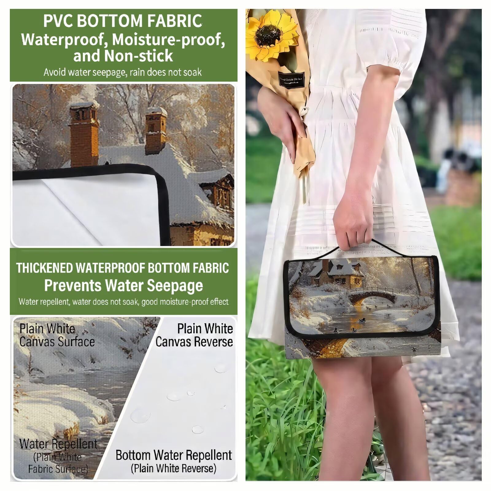 Couverture Pique Nique Grande 200x300cm,Outdoor Couverture Imperméable,Pliable Tapis de Plage Dos en PVC Anti-Sable,Picnic Blanket pour Camping Accessoires,Jardin,Parc - Forêt,Animaux (2) UZ-416