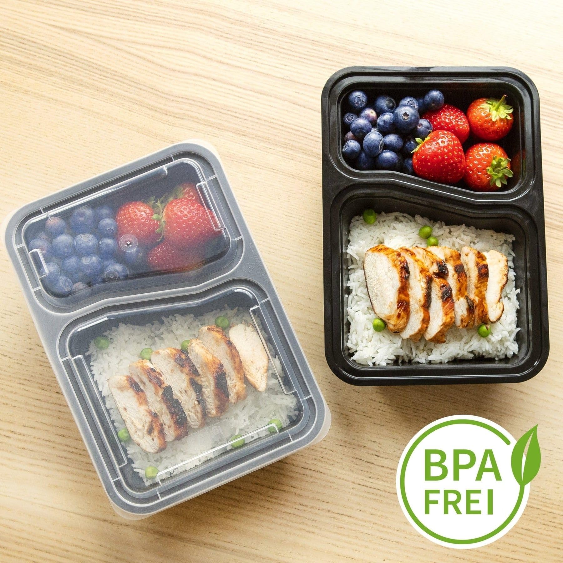 Igluu Meal Prep Boxen mit Deckel (10er-Pack) - wiederverwendbar, mikrowellen-, gefrier-, spülmaschinengeeignet, stapelbar - 887ml Fassungsvermögen - 2 großes Fach - aus BPA-freiem Kunststoff