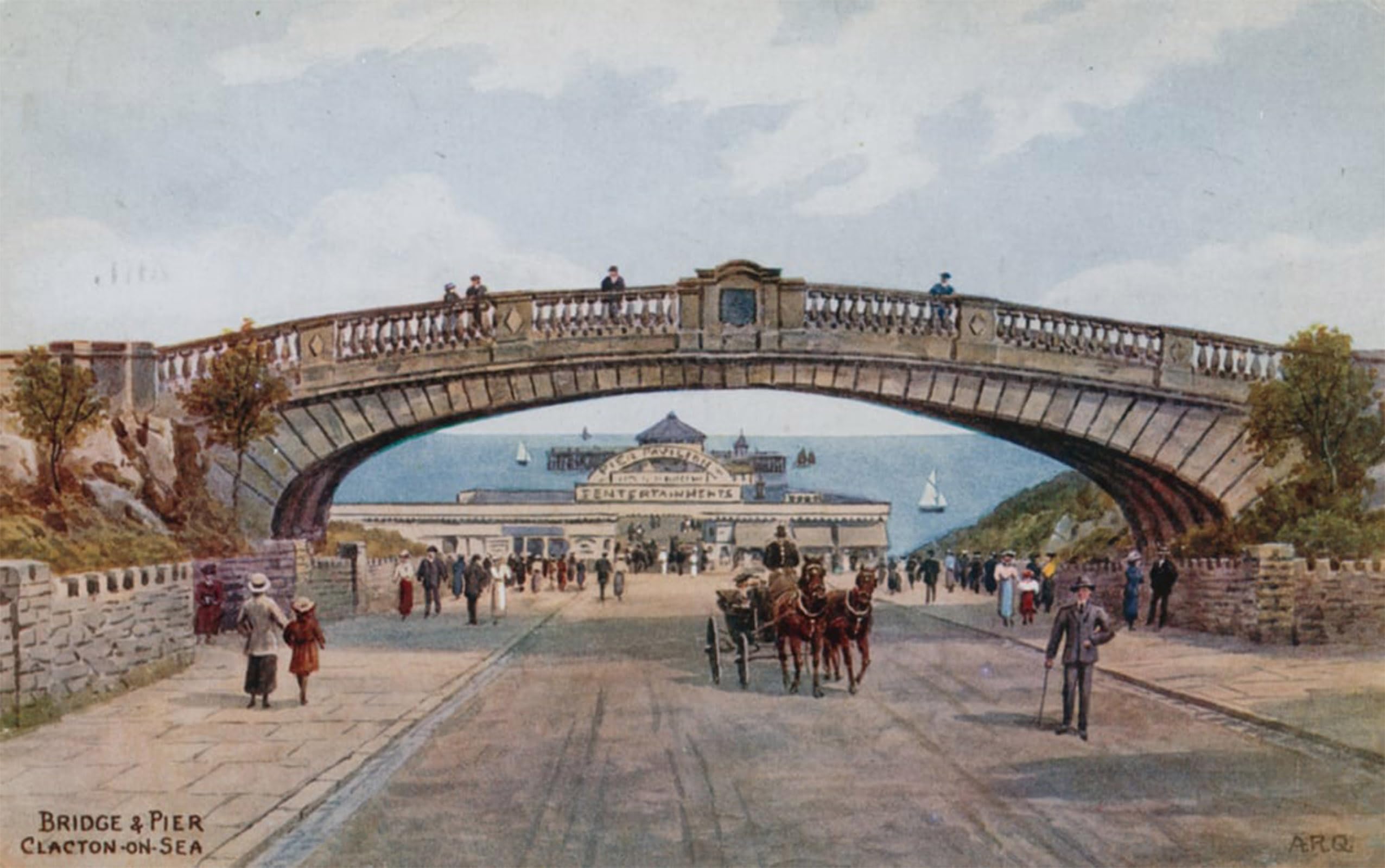 POSTERIIk Famous Modern Artwork Art Mural Bridge and Pier Clacton-on-sea by Alfred Robert Quinton Oil Paintings Pictures for Home Decor 60x90cm