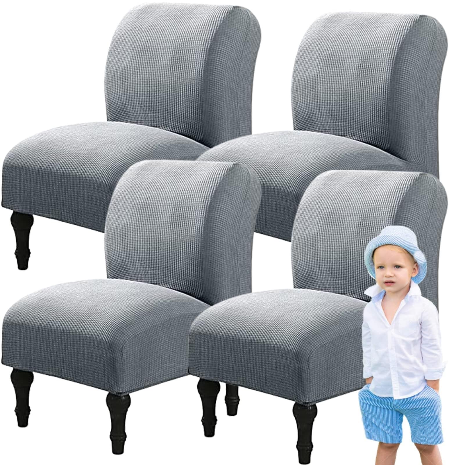 NMVAWIPT Armless Accent Chair Covers, Polyester+Spandex Stretch Slipcover, Removable Furniture Protector, For Home Hotel(#23,4pcs)