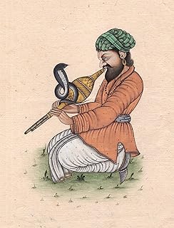Rajasthani Snake Charmer Folk Art Handmade Indian Miniature Portrait Painting
