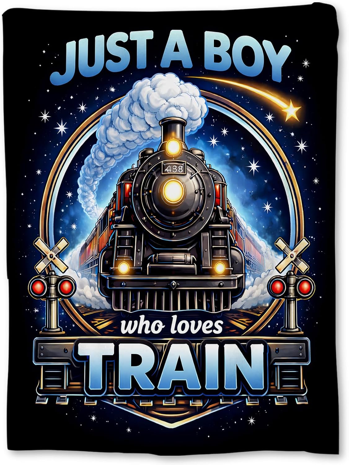 Train Lover Blanket Gifts, Cool Steam Locomotive Starry Night Flannel Throw Blanket for Couch, Bed, Travel & Home Decor, Cozy Lightweight Fuzzy Warm Blankets for Kids Boys 80×60 in