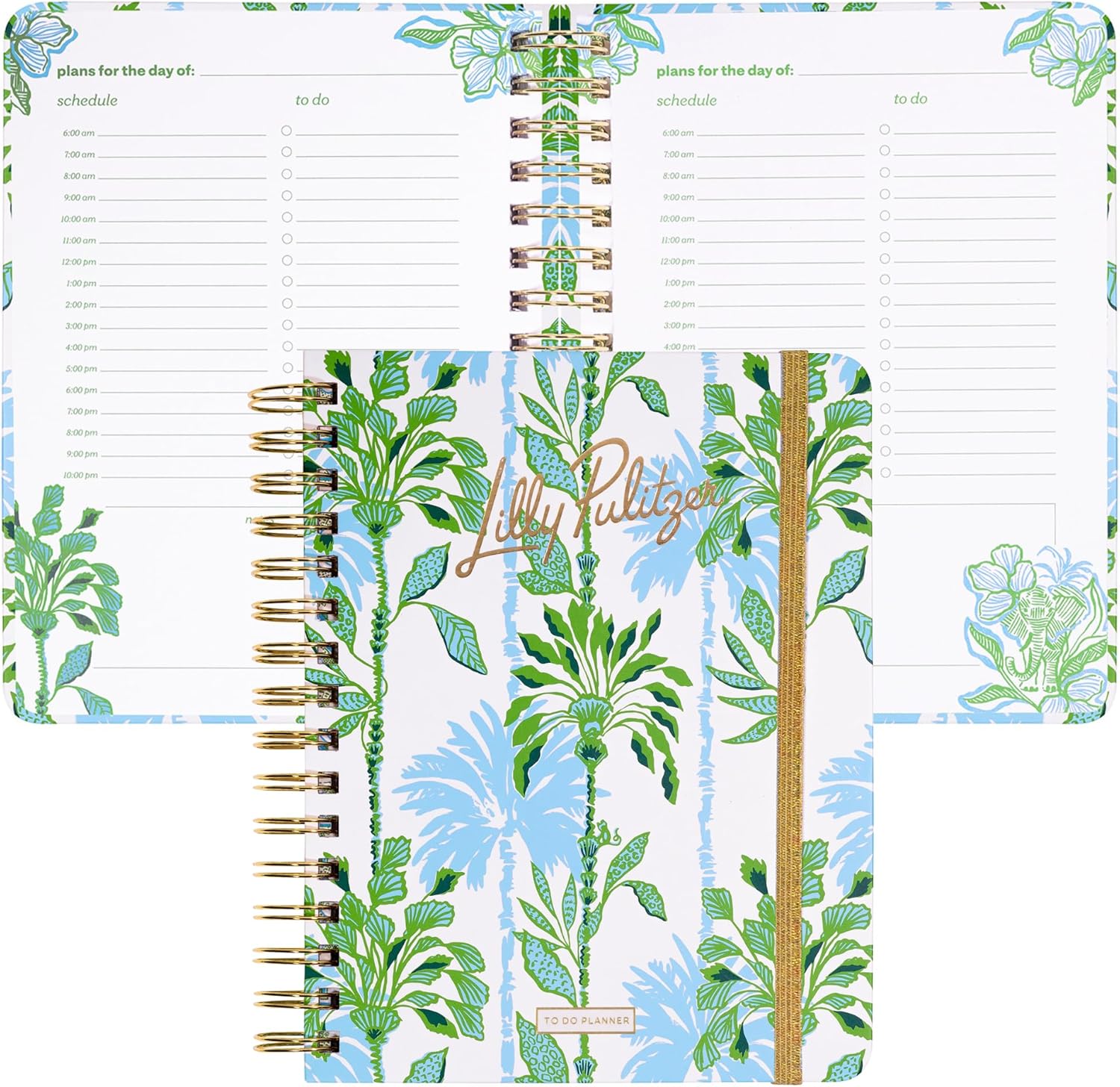 Lilly Pulitzer Undated To Do Planner, Hardcover Daily Planner, Personal Organizer with Hourly Schedules and Notes Pages (Swayin in the Breeze)