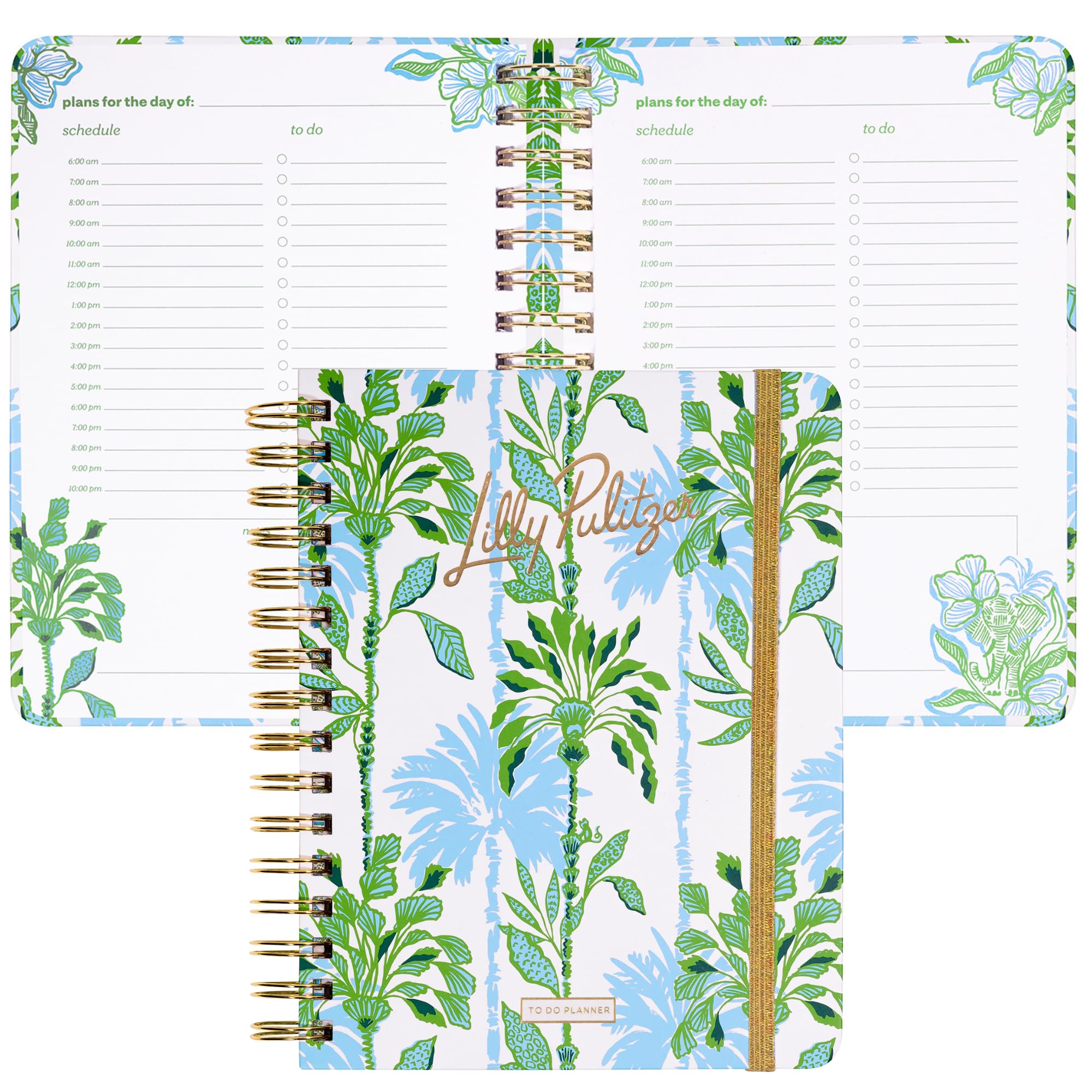 Lilly Pulitzer Undatierter To-Do-Planer, Hardcover-Tagesplaner, persönlicher Organizer mit Stundenplänen und Notizseiten (Swayin in the Breeze)