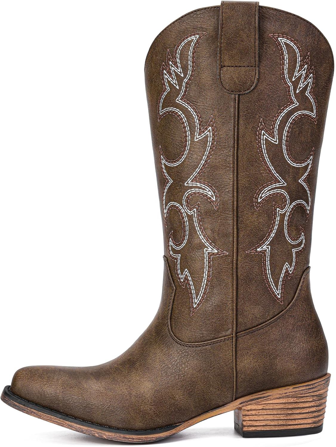 Cowboy Boots for Women - Embroidered Cowgirl Boots Western Mid Calf Fashion Chunky Heel Pointed Toe Country Boot - Image 4