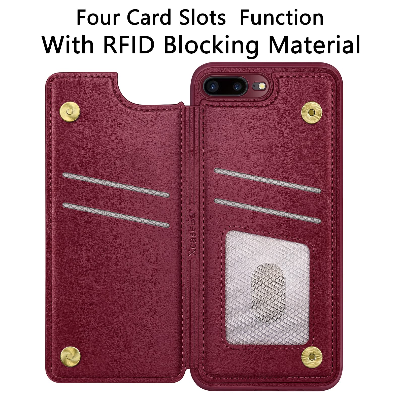 小物 Ajew Function wallet case / burgundy Amazon.com: XcaseBar iPhone 7 Plus/8 Plus Wallet Case with
