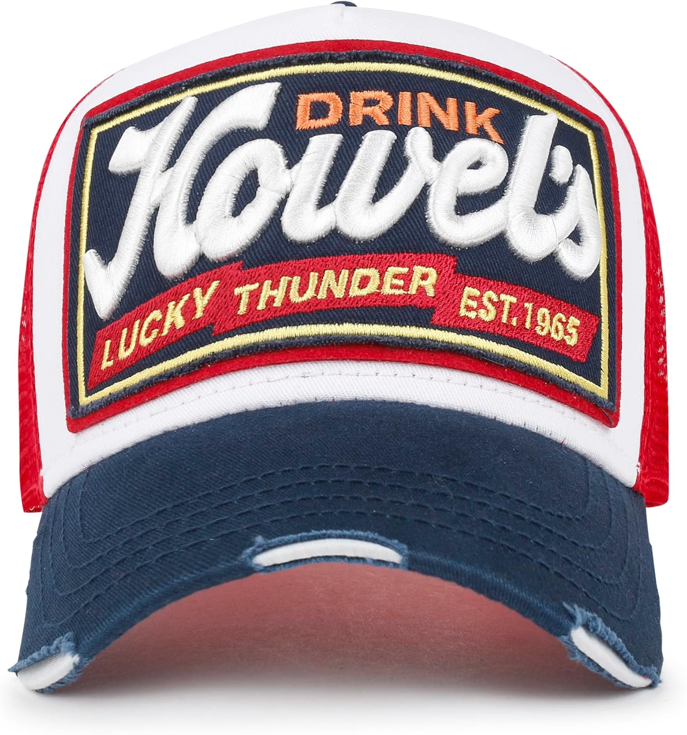 ililily Premium Howels Embroidery Vintage Baseball Cap Distressed Trucker Hat - Image 2