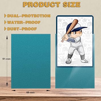 100 Count Matte Card Sleeves for Trading Cards, Standard Size Protective Sleeves Deck Card Protectors Fit for Baseball Cards, Sports Cards, MTG, Yugioh Card Game Card Standard Cards (Cyan)