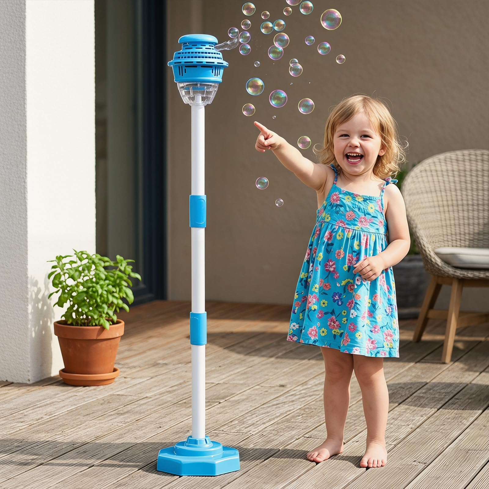 Automatische Seifenblasenmaschine für Kinder mit einstellbaren Höhen und Lichtern für Geburtstags- und Hochzeitsfeiern