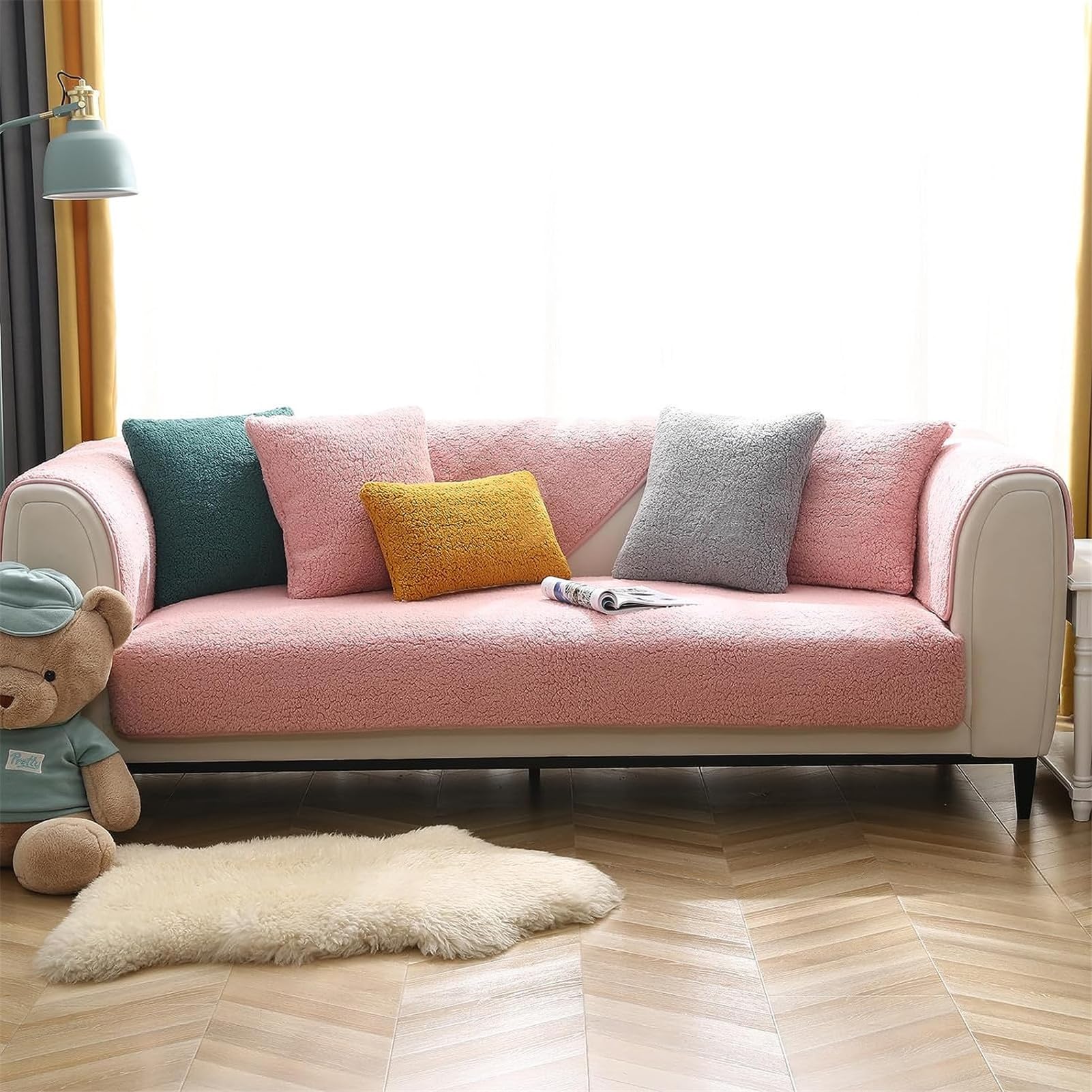 Housse de canapé extensible 2 places blanche en tissu élastique