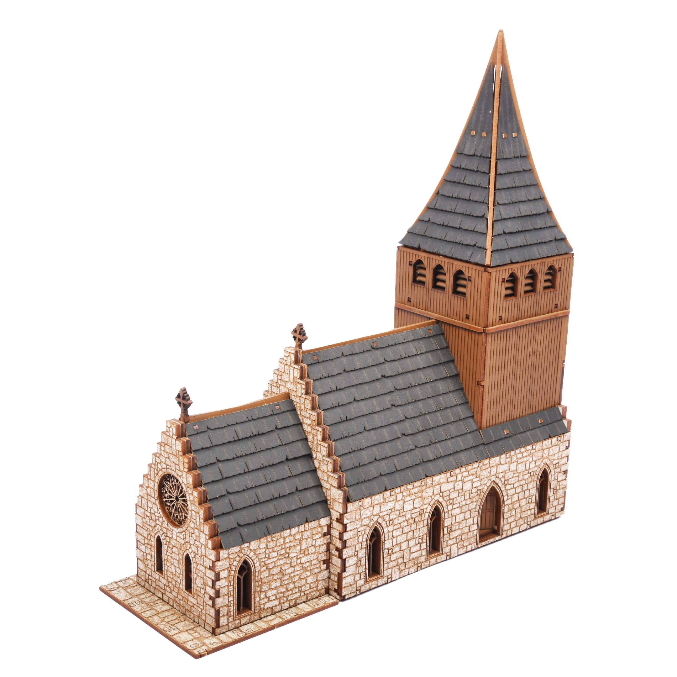 Chapel Medieval Church DIY Wooden Building Kit -308PCS; 8hrs Assembly time; Age Group 14+ - Realistic