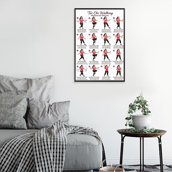 Tai Chi Walking Workout for Women Poster Balance & Mindful Movement Exercise Chart(8x12inchs,Unframed) - 4