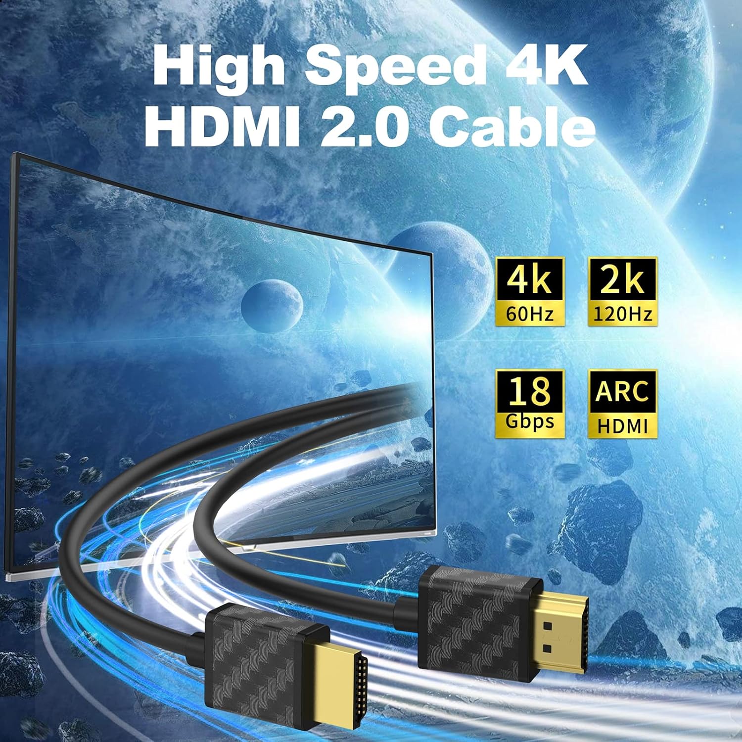 SOEYBAE 4K HDMIケーブル 3フィート (5本パック) HDMI 2.0ケーブル 4K