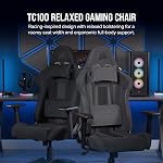 Corsair TC100 Relaxed Gaming Chair - Fabric - Racing-Inspired Design - Lumbar Pillow - Detachable Memory Foam Neck Pillow - Adjustable Seat Height - Adjustable Armrests - Black