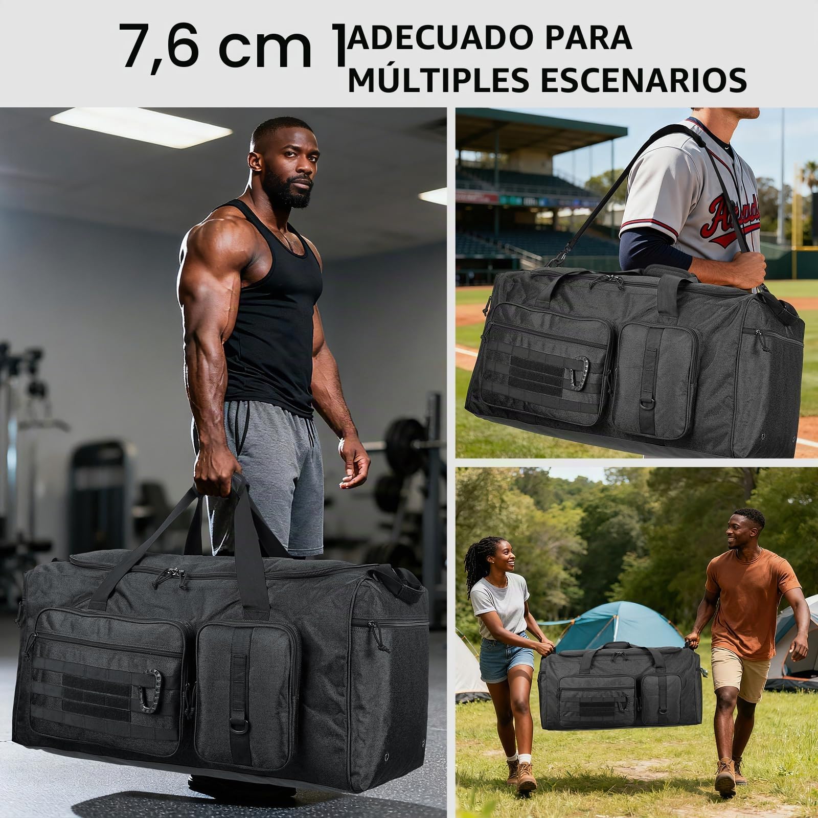 Bolsa de Viaje Grande XL 120 litros Ligera Bolsas Viaje Resistente para Acampada Bolsa Extragrande para Equipamiento Deportivo para Deportes Vacaciones Fin de Semana para Hombre Mujer Negro