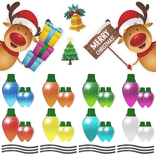 40 imanes de decoración navideña, decoración de Navidad, nevera de automóvil, puerta de garaje, decoración de Navidad, bombilla reflectante, reno,