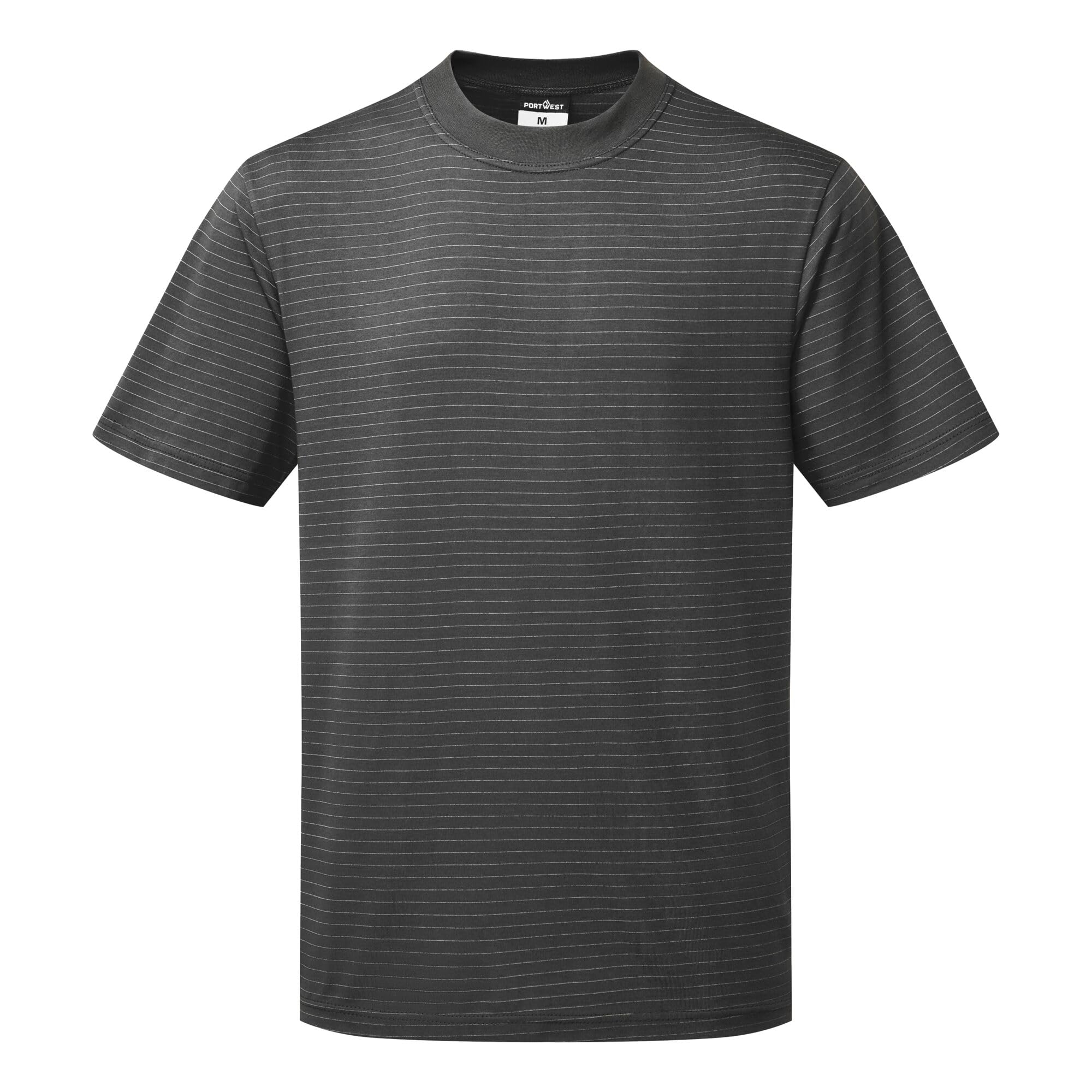 Portwest AS20 Anti-Static ESD Short Sleeve T-Shirt Cotton Carbon Fiber Lightweight Safety Workwear Comfortable Fit, Zoom Gray, L — image 1