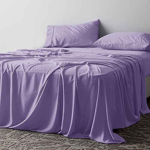 Miniatura 6 de snowhomes Juego de sábanas de 800 hilos de 4 piezas, 100% algodón, color borgoña, juego de ropa de cama de hilos largos de una sola capa, se adapta