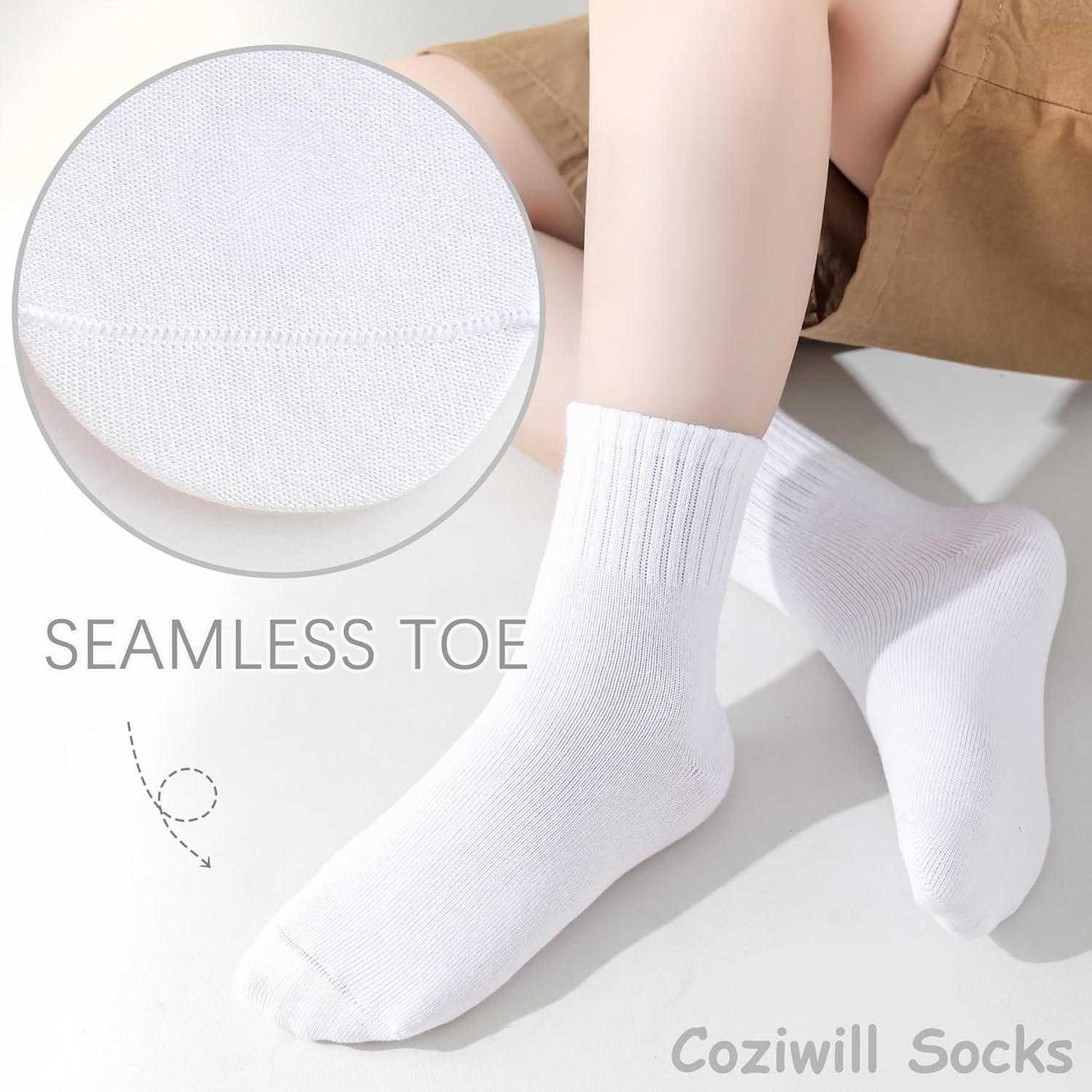 Girls Crew Socks Seamless Boys School Uniform Dress Socks Kids Breathable Cotton Quarter Sock 10 Pairs - Image 2