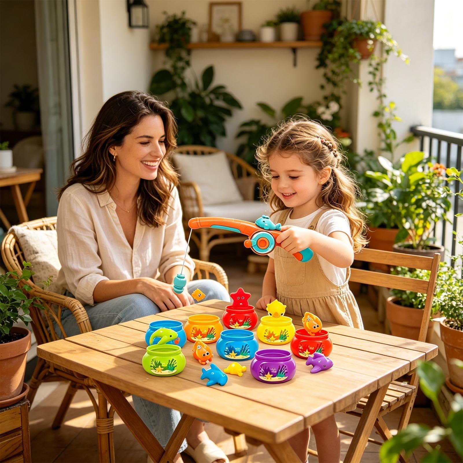 Juego De Pesca Juegos Educativos Acuáticos de Colores | Juguete De Pesca Magnético Para Juego Al Aire Libre, Mesa, , Natación, Viajes, Baño, Piscina Y Tablero