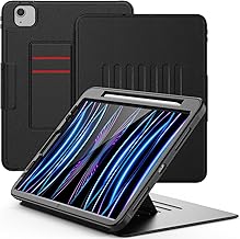 SEYMAC Coque pour iPad Pro 11 Pouces (2022/2021/2020/2018) (4e/3e/2e/1e génération),Coque de Protection avec Veille/Réveil Automatique, Emplacements Cartes, Support Multi-Angles,Porte-Crayon, Noir
