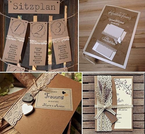 Miniatura 7 de VU100 Cinta de encaje de algodón de ganchillo de 24 yardas, 4 rollos de tela de encaje de costura vintage, suministro hecho a mano para