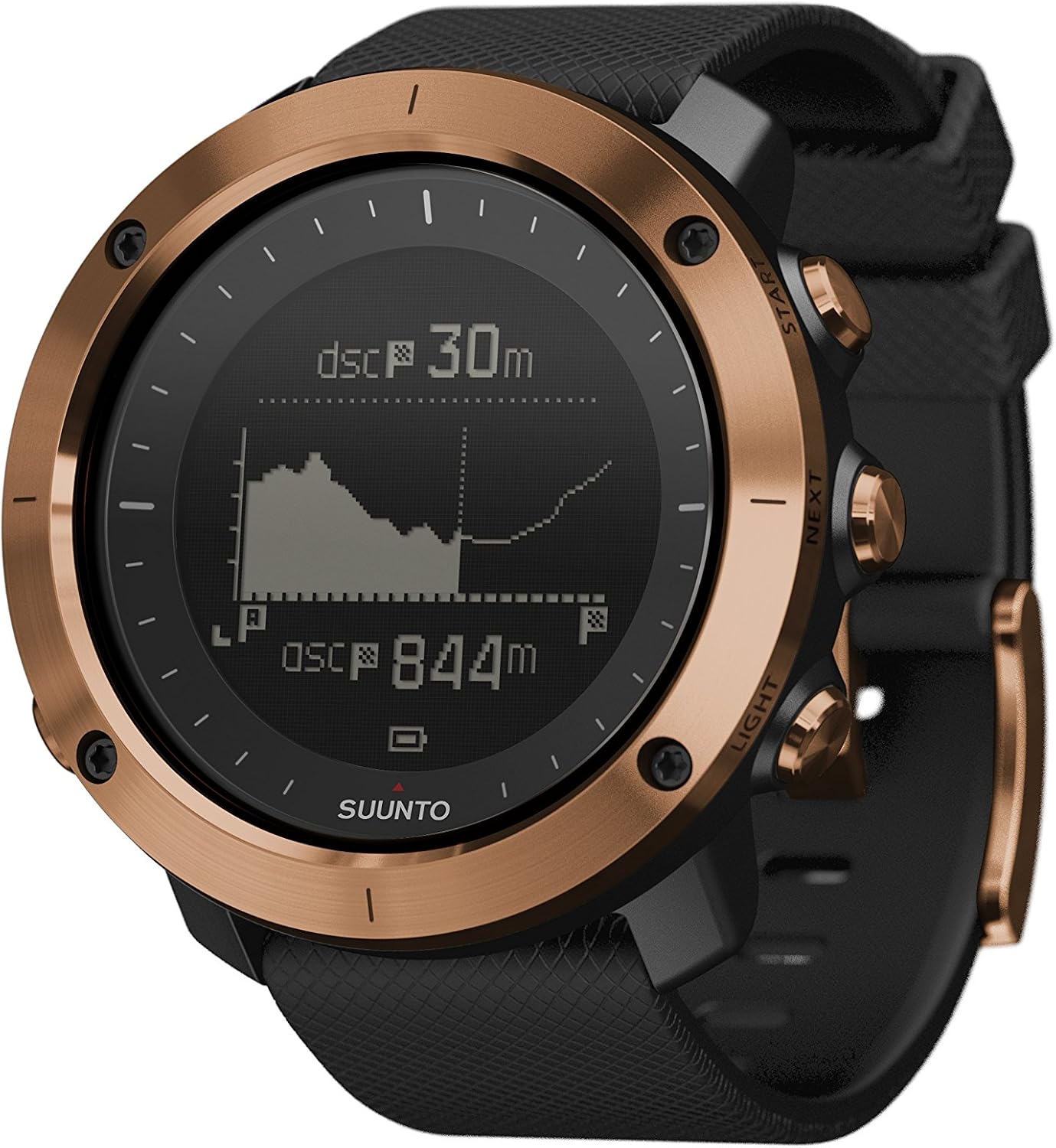 Suunto Traverse Alpha watch displaying distance and ascent data.