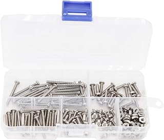 160pcs #4-40 UNC Phillips Pan Head Machine Screws Hex Nuts Assortment Kit, 3/16“ 5/16” 3/4” 1/2“ 1”, 304 Stainless Steel Silver Tone
