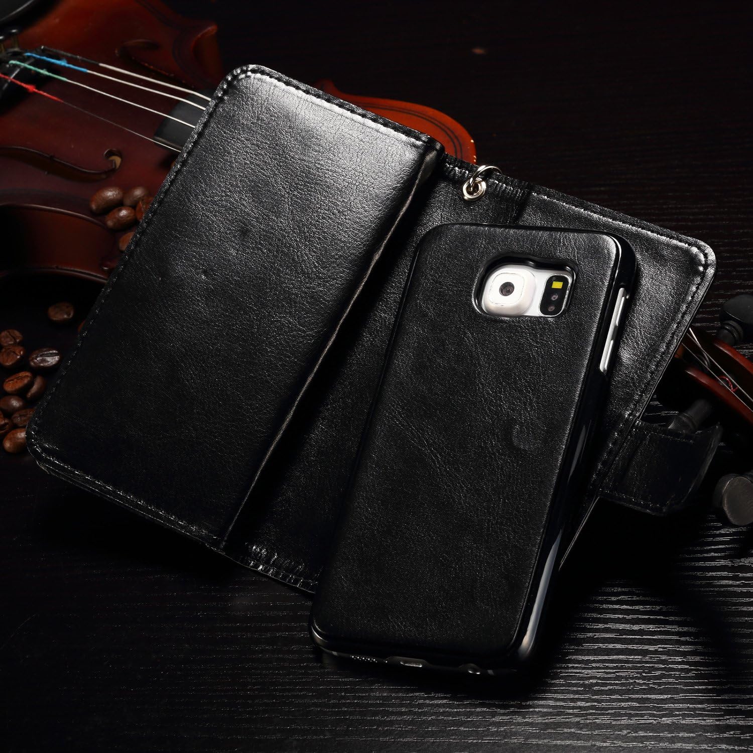 S6 Edge Plus Case, Joopapa Galaxy S6 Edge Plus Wallet Case,Pu Leather Case Magnet Wallet Credit Card Holder Flip Cover Case Built-in 9 Card Slots & Stand Case for Samsung Galaxy S6 Edge Plus (Black)