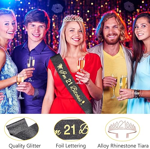 Miniatura 330 de Decoraciones de cumpleaños de 3 años para niñas; banda, corona/tiara, velas y adorno para pastel de cumpleaños de 3 años; regalos y decoraciones