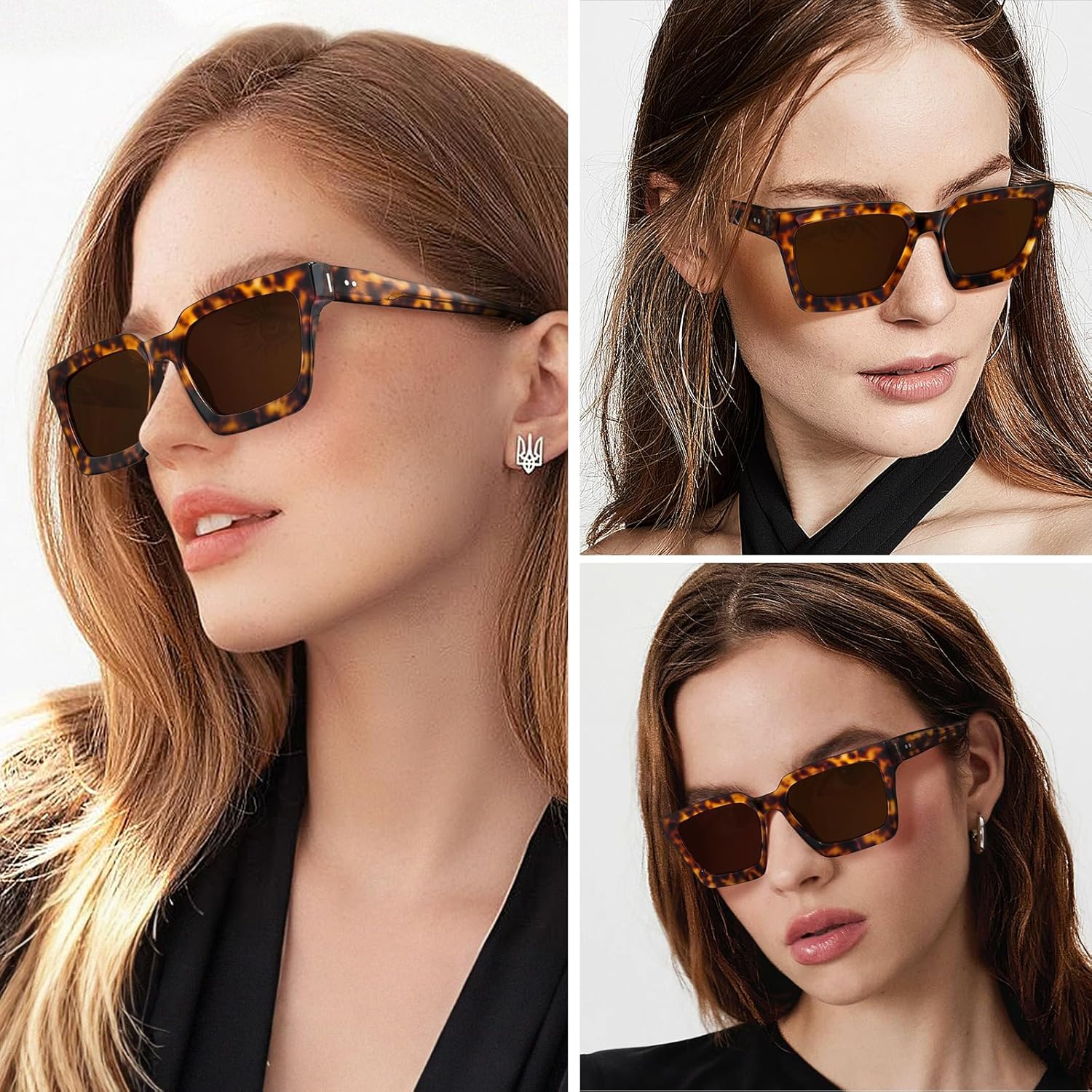 AVAWAY Trendy Polarized Sunglasses for Women UV400 Protection, Square Acetate Unisex Anti-Glare for Driving, Travel