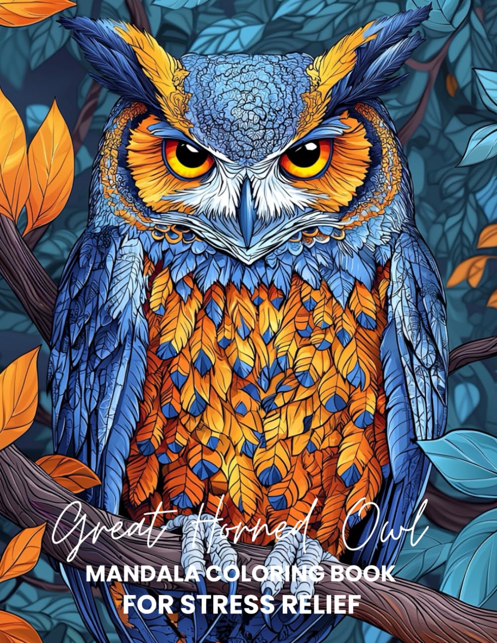 Great Horned Owl Mandala Coloring Book for Stress Relief: A Calming Adult Coloring Book with Intricate Great Horned Owl Mandalas to Reduce Anxiety, Boost Focus & Inspire Creativity