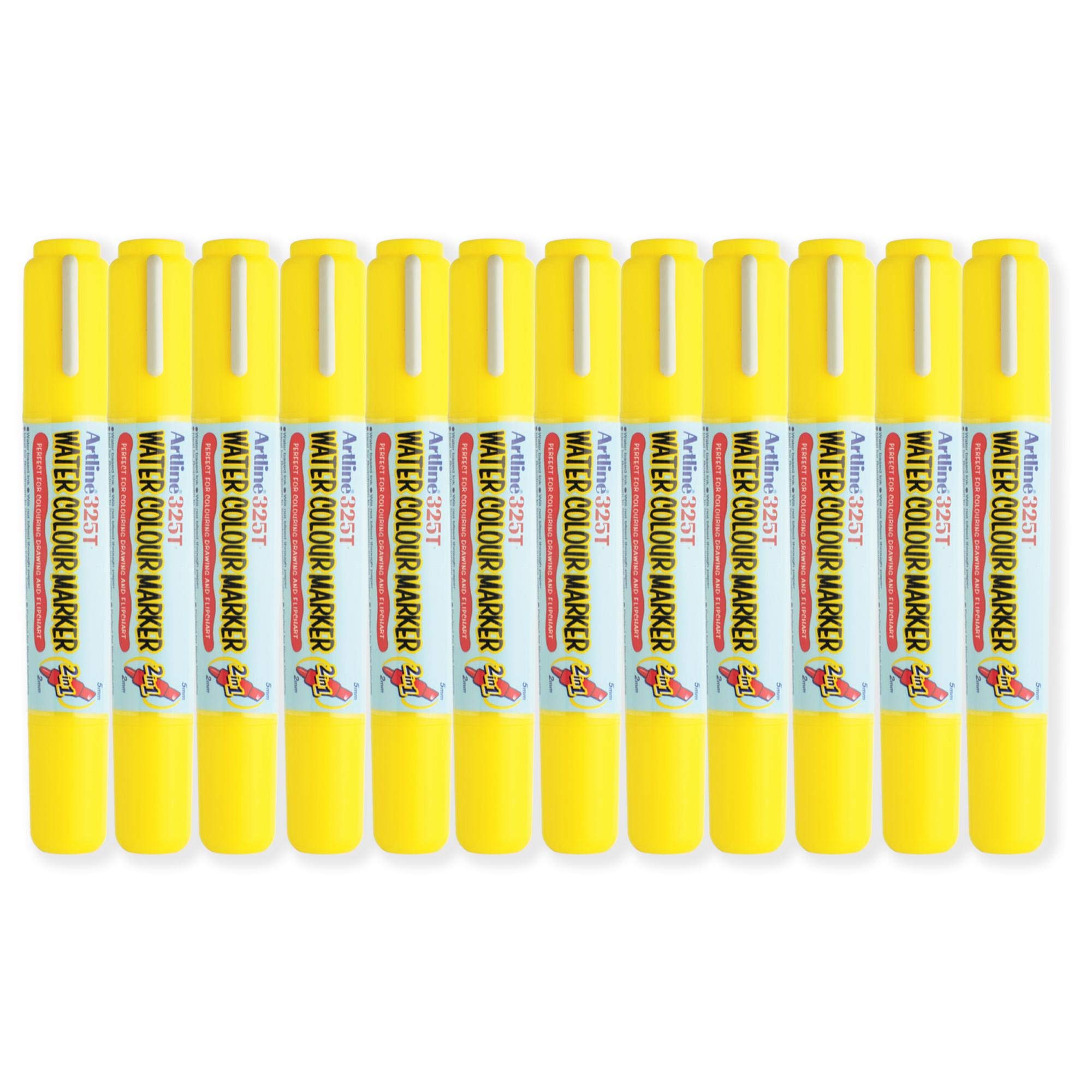 ArtlineARMK325YL 325T Acrylic Fibre Tip Water Colour Marker (2.0-5.0mm, Yellow)- Pack of 12 Pieces
