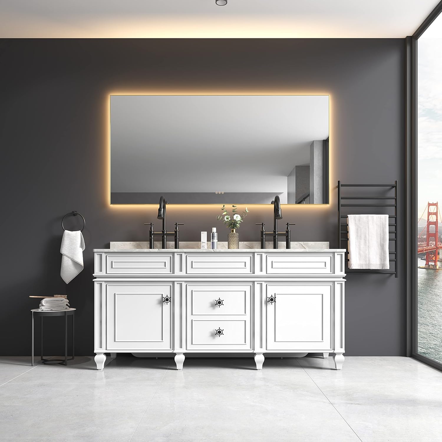Bathroom led Mirror is Multi-Functional and Each Function is Controlled by a Smart Touch Button.