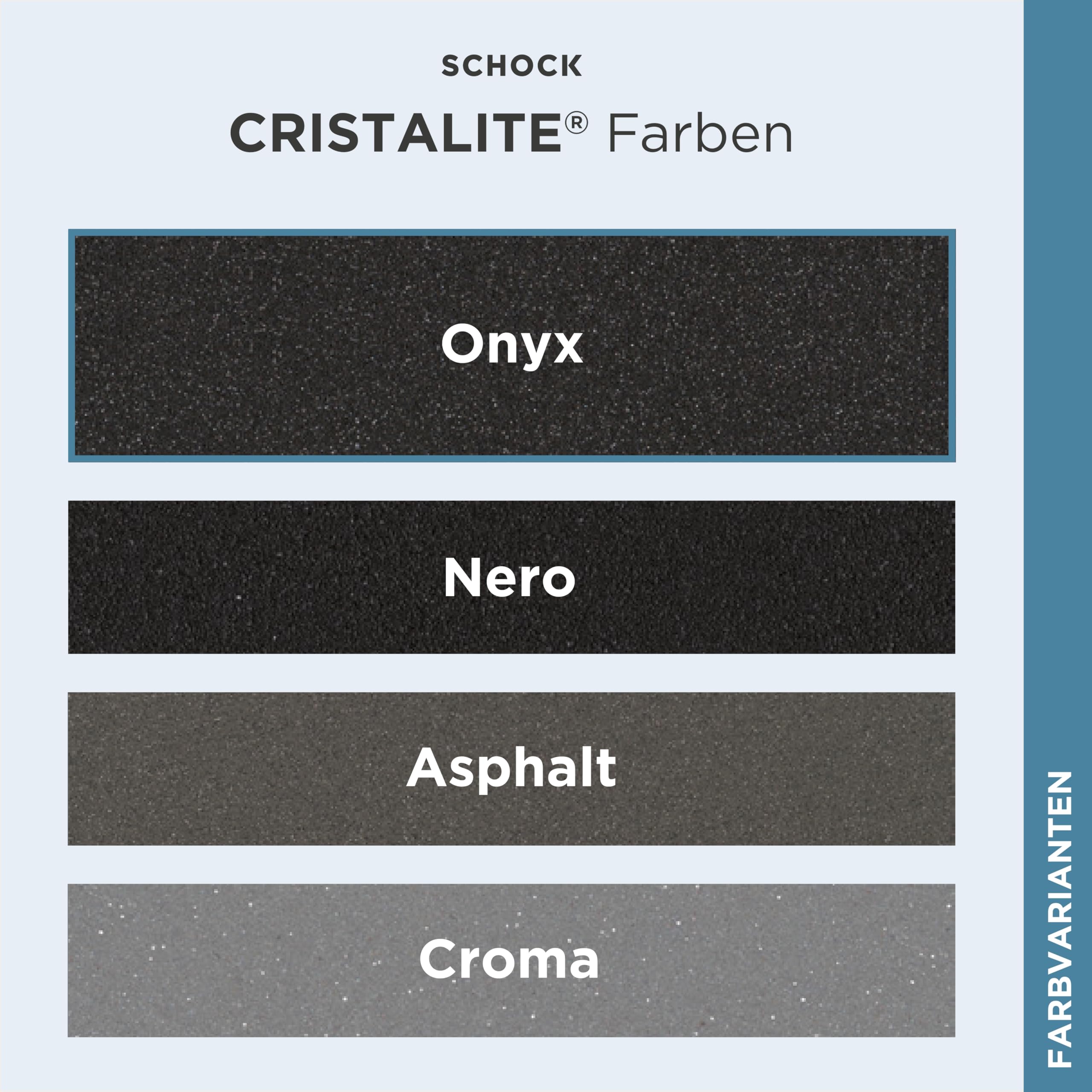 SCHOCK kompakte Küchenspüle 100 x 51 cm Manhattan D-100L Onyx - CRISTALITE dunkelgraue Granitspüle mit extra Beckenvolumen ab 60 cm Unterschrank-Breite