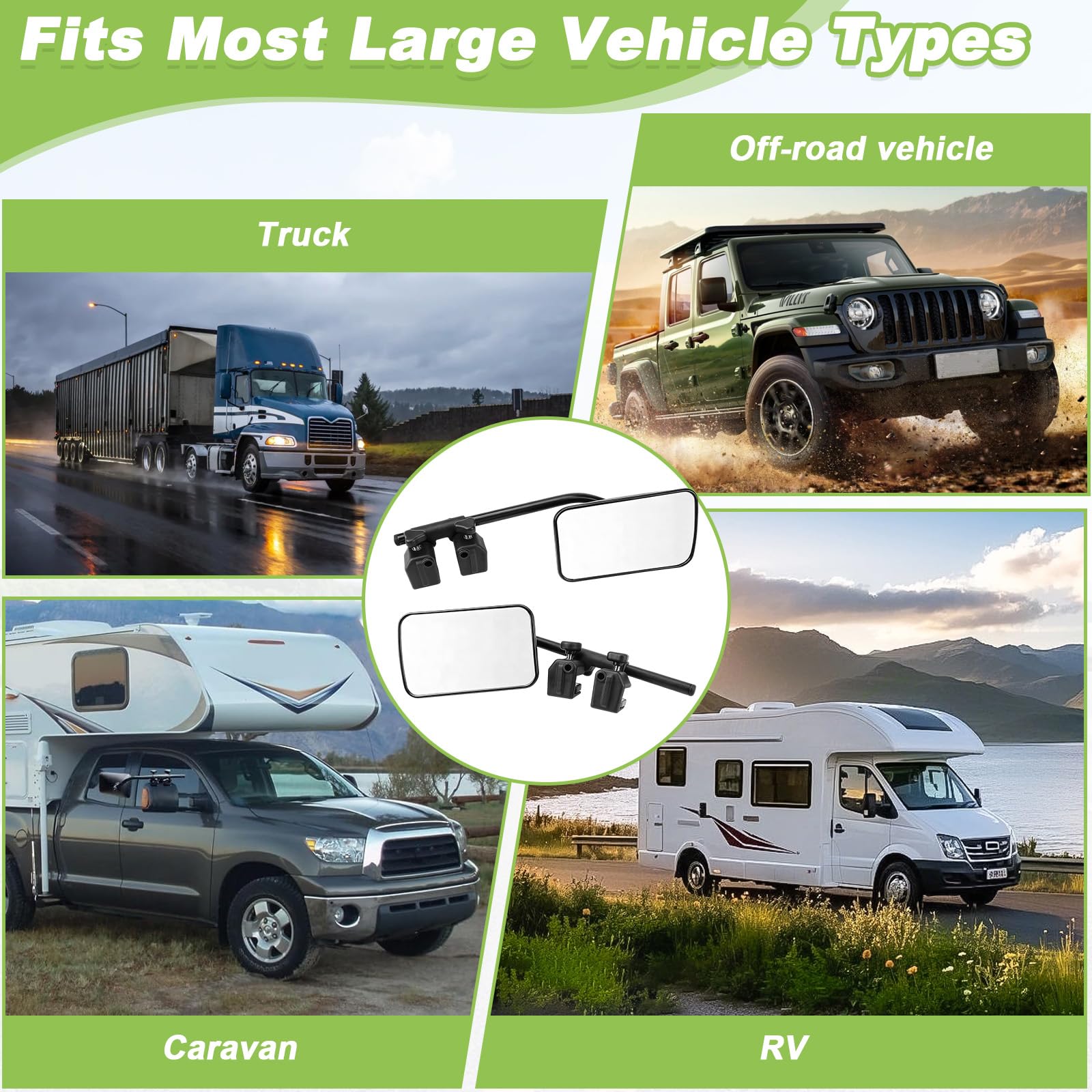 2 Piezas Espejos Retrovisores Caravana, Espejo Exteriores Remolque Ajustable Universal, Espejo Extensión Coche, Espejos Camión para Retrovisor, Caravanas, RV, Vehículos, Autocaravanas, Tractor