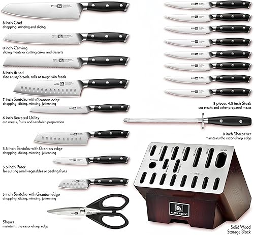 Miniatura 3 de Klaus Meyer Stahl - Juego de 19 cuchillos de acero alemán exclusivo de alto carbono (negro)