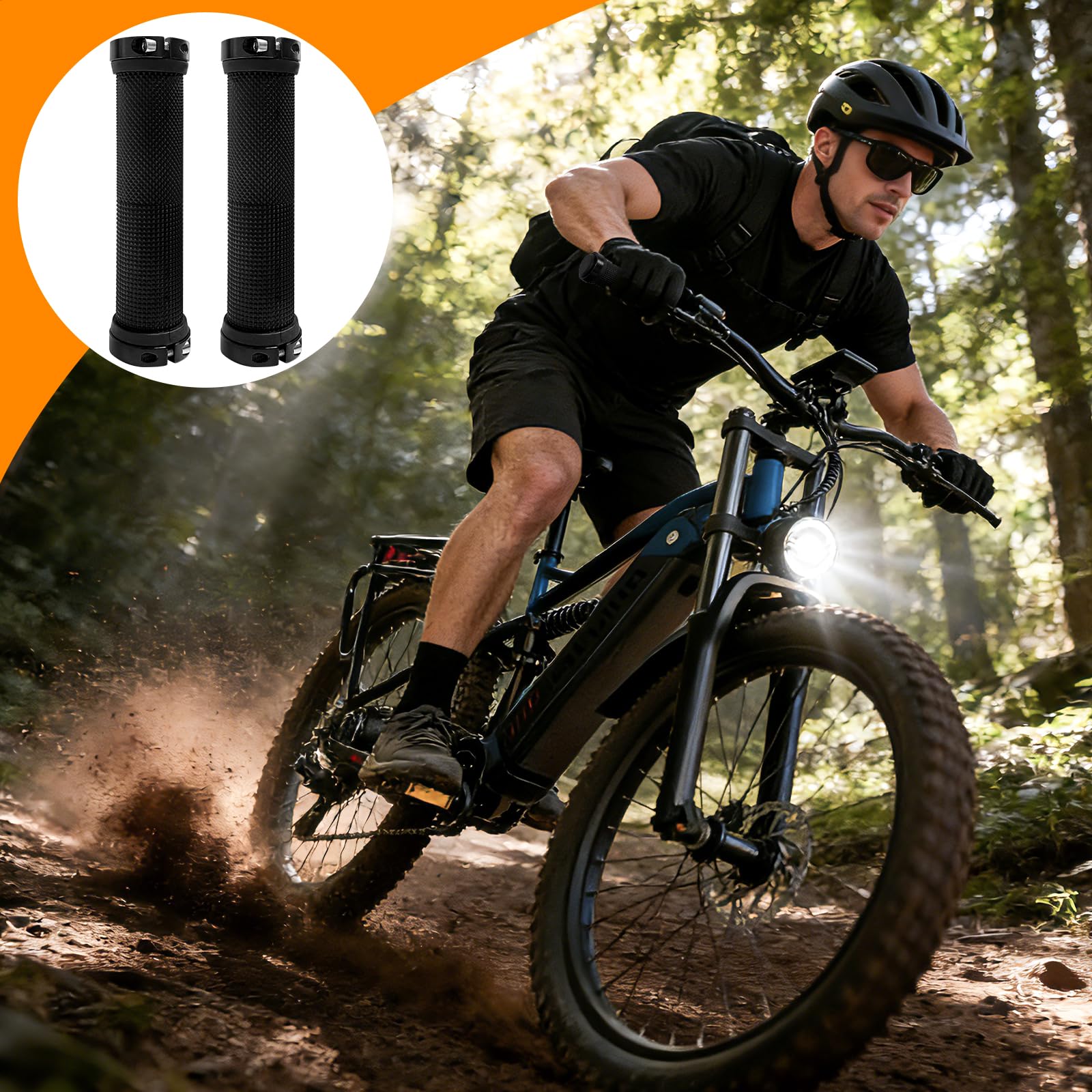 Manopole Bici, Manopole MTB 22mm, Impugnature per Manubrio Bici Ergonomiche in Gomma, per Mountain Bike, Scooter, BMX, Monopattino