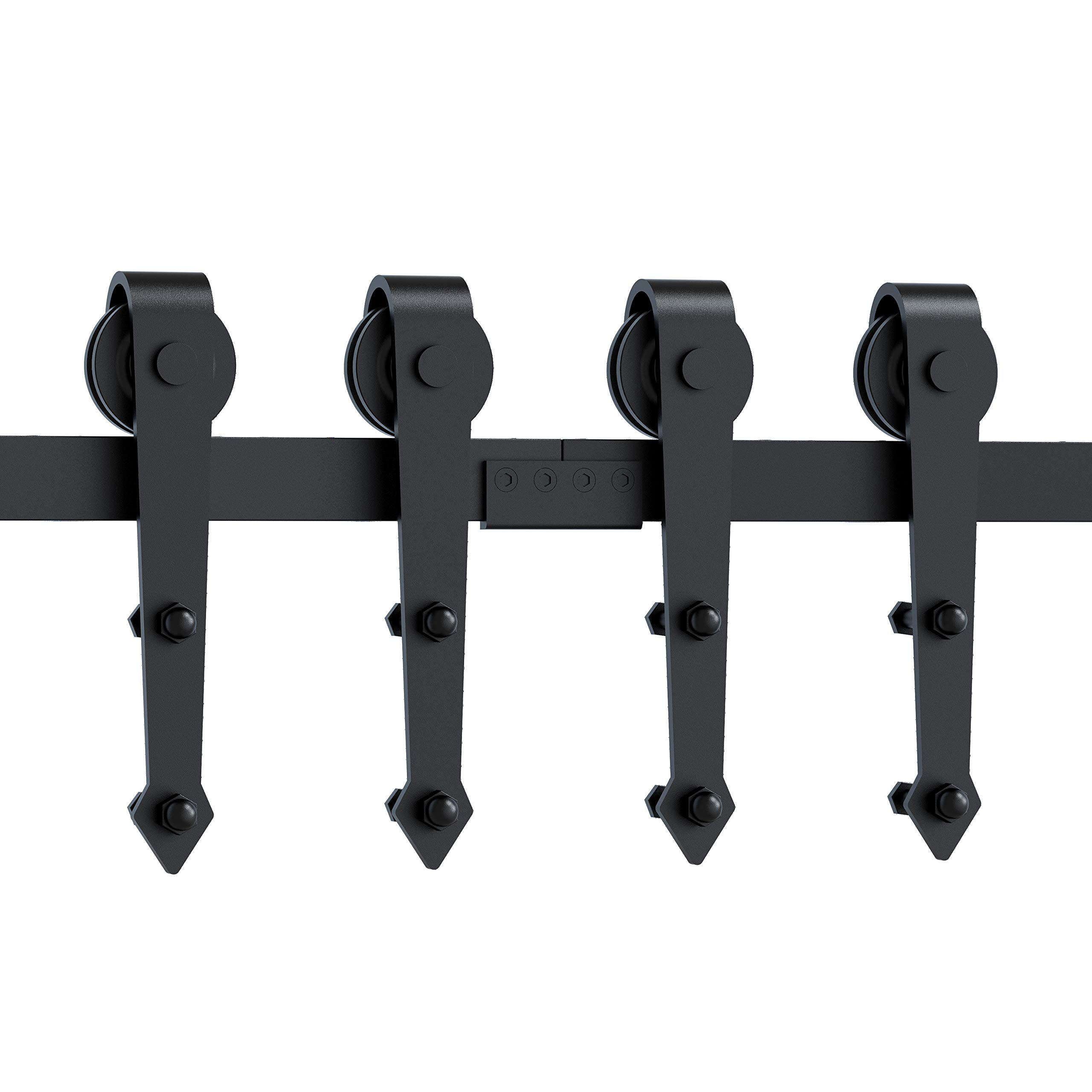 FaithLand 12FT Double Sliding Barn Door Hardware Track Kit for Wood