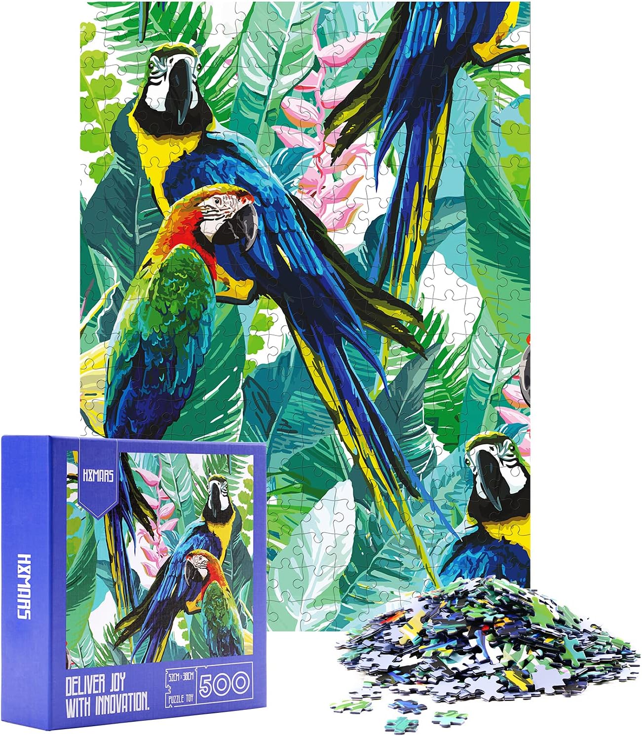 HXMARS Parrots Jigsaw Puzzles 500Pieces Animals Garden Birds Puzzles for Adults