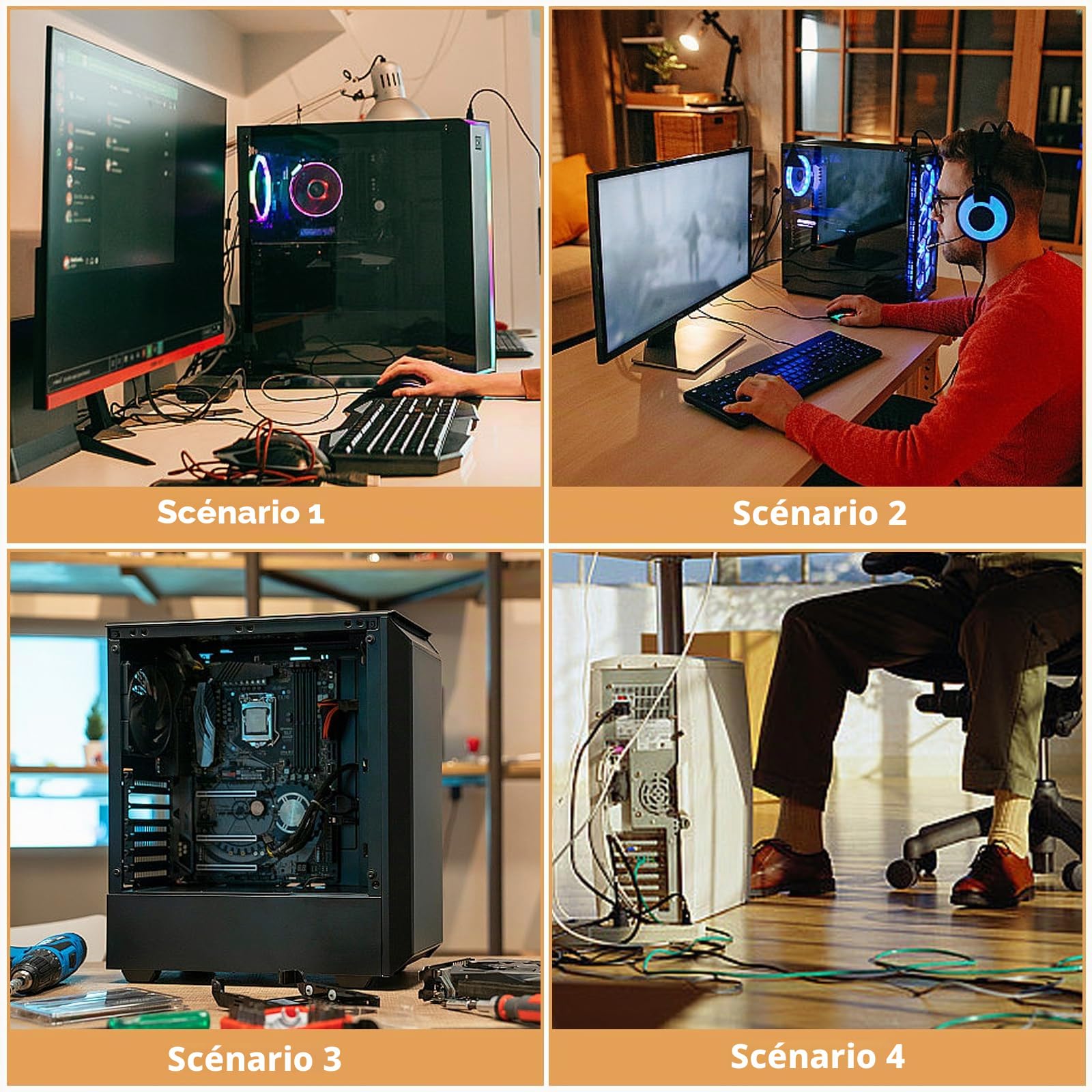 Sporgo Support PC Réglable pour Ordinateur Sous Bureau - Support Universel pour Processeur avec 4 Roulettes (2 Verrouillables) - pour Boîtier d'Ordinateur